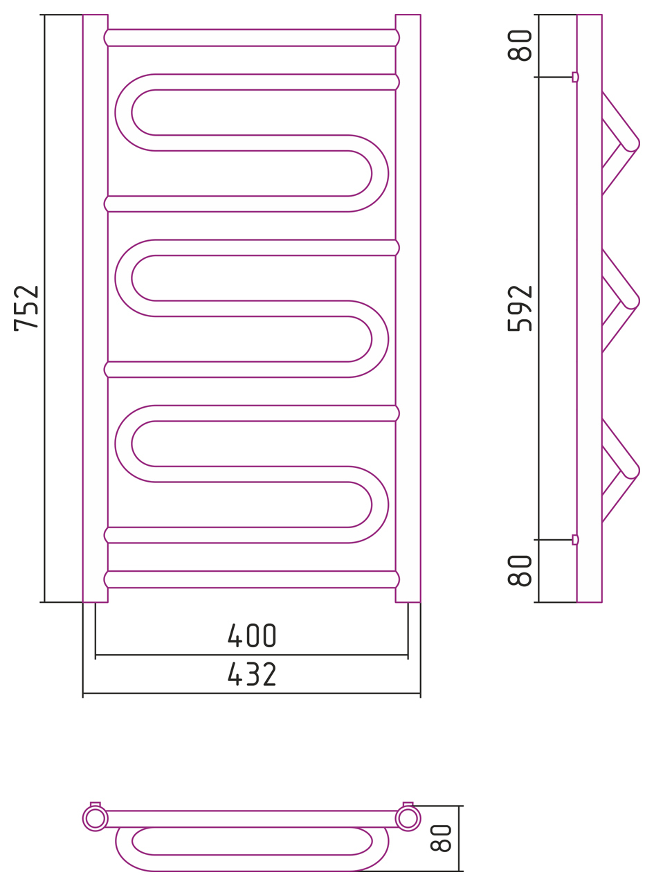 Полотенцесушитель комбинированный Сунержа Элегия-ПРОФИ 800x400. 00-5105-8040