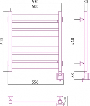 Полотенцесушитель электрический Сунержа Центурион 600x500